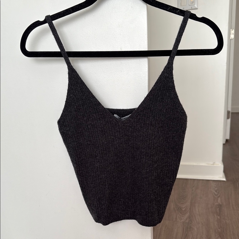 Rumored Charcoal Gray Knit Top